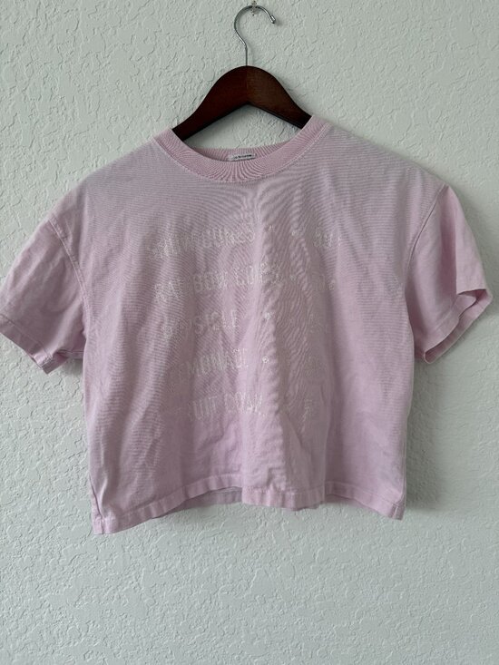 MOTHER Tops - MOTHER The Grab Back Crop Tee- Pink-/White lettering L- in One of Each- Summer